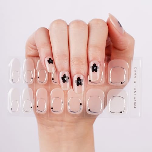 DANNI & TONI Semi Cured Gel Nail Strips Christmas Santa Claus Snowflakes Cat Eye Gel Nail Wraps 28 Stickers | Mistletoe Meow