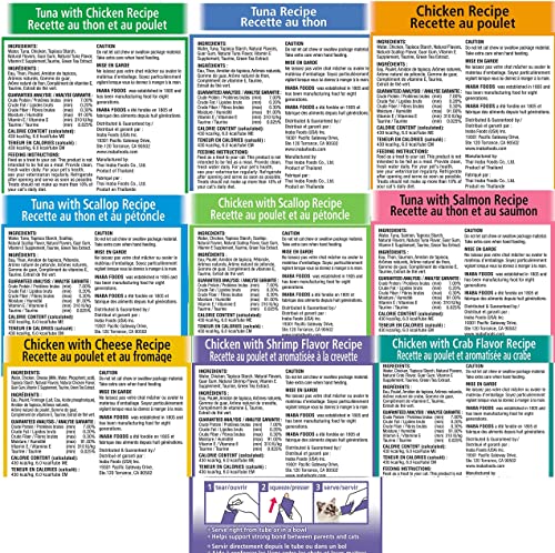 INABA Churu Cat Treats, Grain-Free, Lickable, Squeezable Creamy Purée Cat Treat/Topper with Vitamin E & Taurine, 0.5 Ounces Each Tube, 36 Tubes (4 per Pack), 9 Flavor Variety