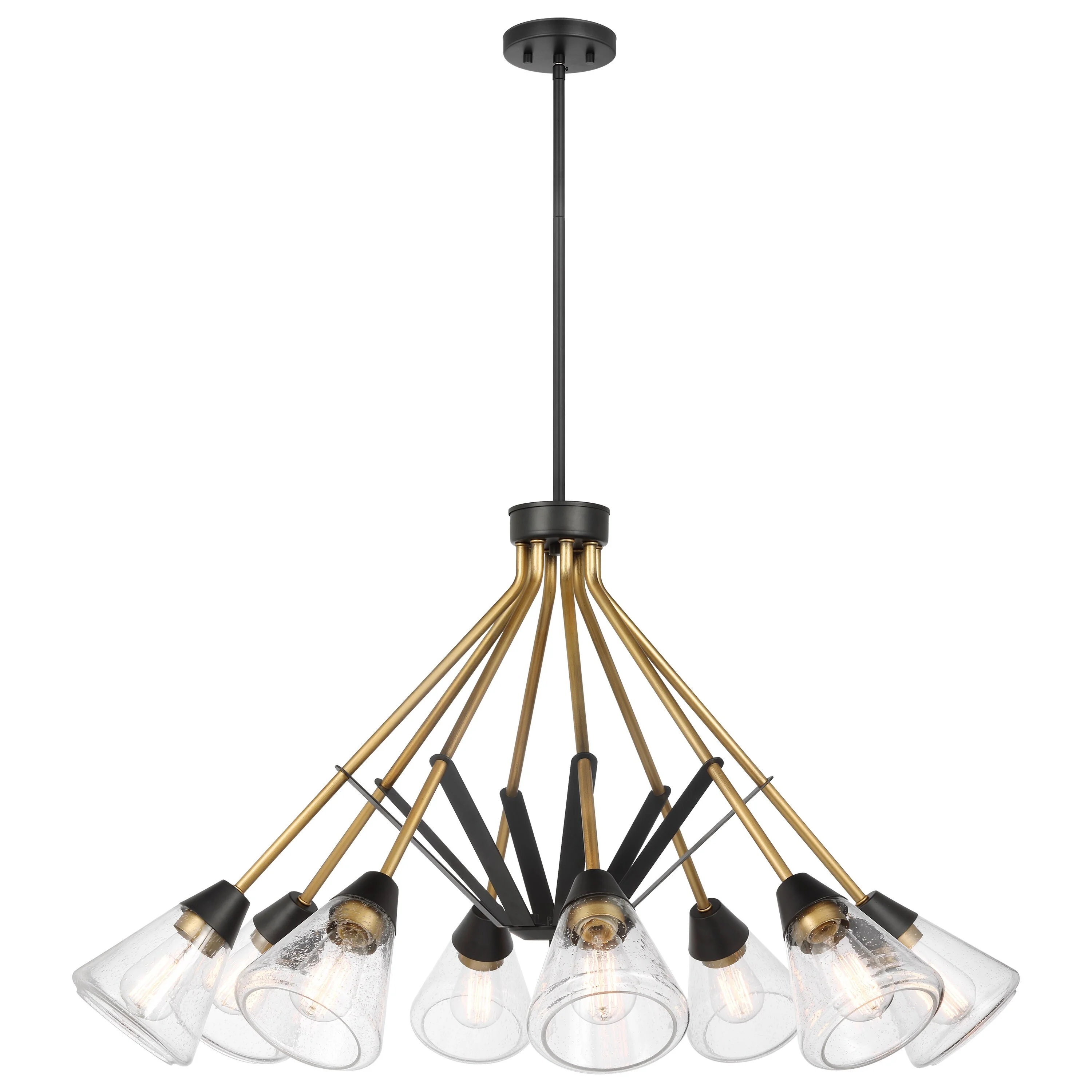 Nuvo Lighting Starlight 8 Light Chandelier Medium Base 60 Watt Matte Black Finish Clear Seeded Glass