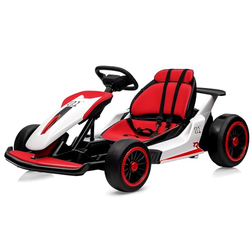 24V Go Kart for Kids, Electric Drift Kart with 2X200W Motor, 7AH Battery, Drift Function, Electric Pedals, and Safety Belt, Outdoor Racing Toy for Boys and Girls Ages 6+