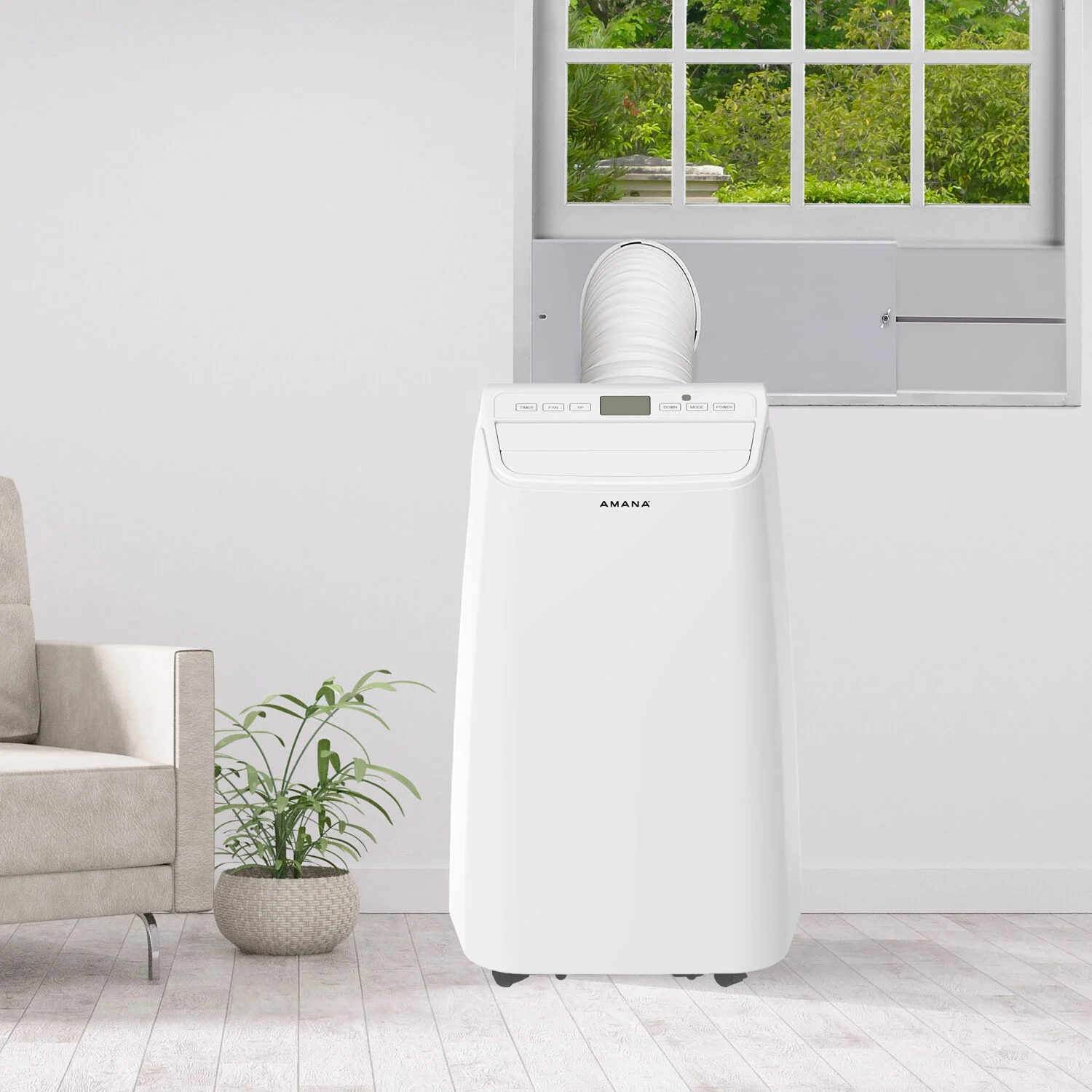 Amana 13000 BTU 120-Volt Portable Air Conditioner with Heat for Rooms up to 450 Sqft White AMAP14HAW