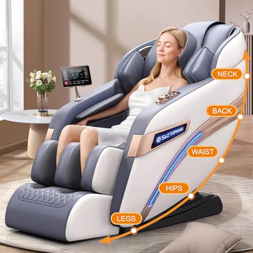 S&Z TOPHAND 2025 Full Body SL Track Massage Chair Zero Gravity, Shiatsu Recliner, Zero Gravity, Shiatsu, Heat, Foot Roller (Dark)