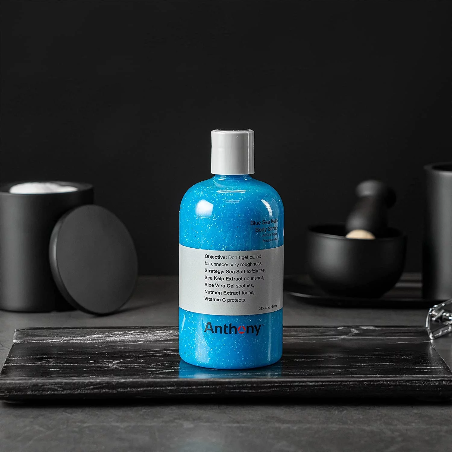 Anthony Exfoliating Body Scrub – Sea Salt, Vitamin C, and Aloe Vera Deep Cleans, Smooths Rough Patches & Soothes and Protects Skin – Blue Sea Kelp Body Wash 12 Fl Oz Pack of 3