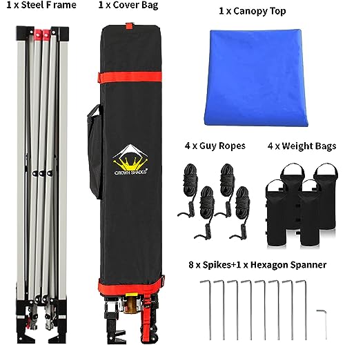 CROWN SHADES 10x10 Pop Up Canopy - Beach Tent with One Push Setup - Easy Outdoor Sun Shade for Events, Parties, Camping - Gazebo with STO-N-Go Cover Bag, Silver Coated Top, White