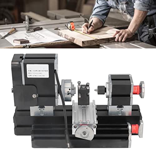 12VDC 60W 12000RPM High Power Micro Lathe Machine Metal Rotating Lathe with Drill Chuck