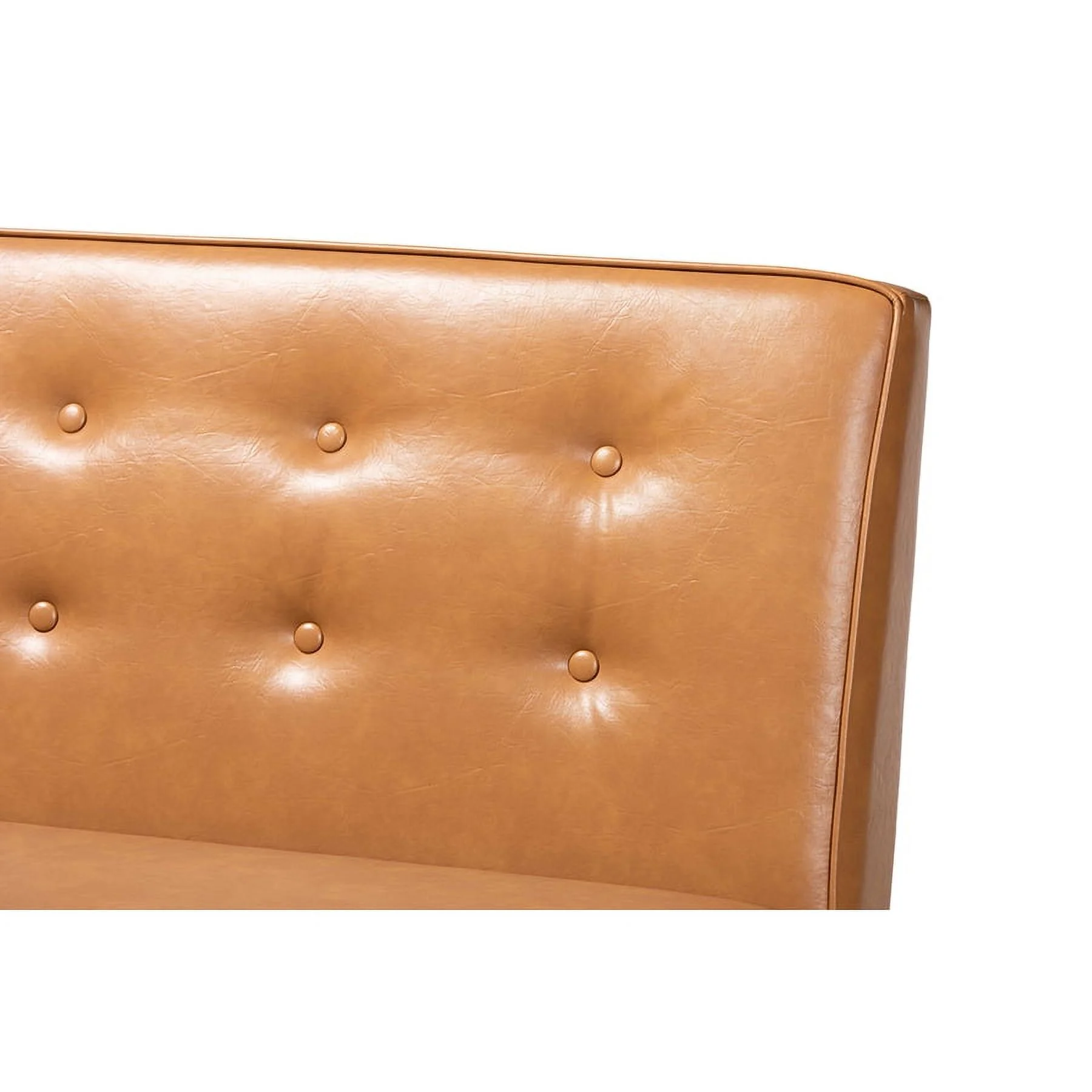 Baxton Studio Arvid Mid-Century Modern Tan Faux Leather Upholstered and Walnut Brown Finished 2-Piece Wood Dining Nook