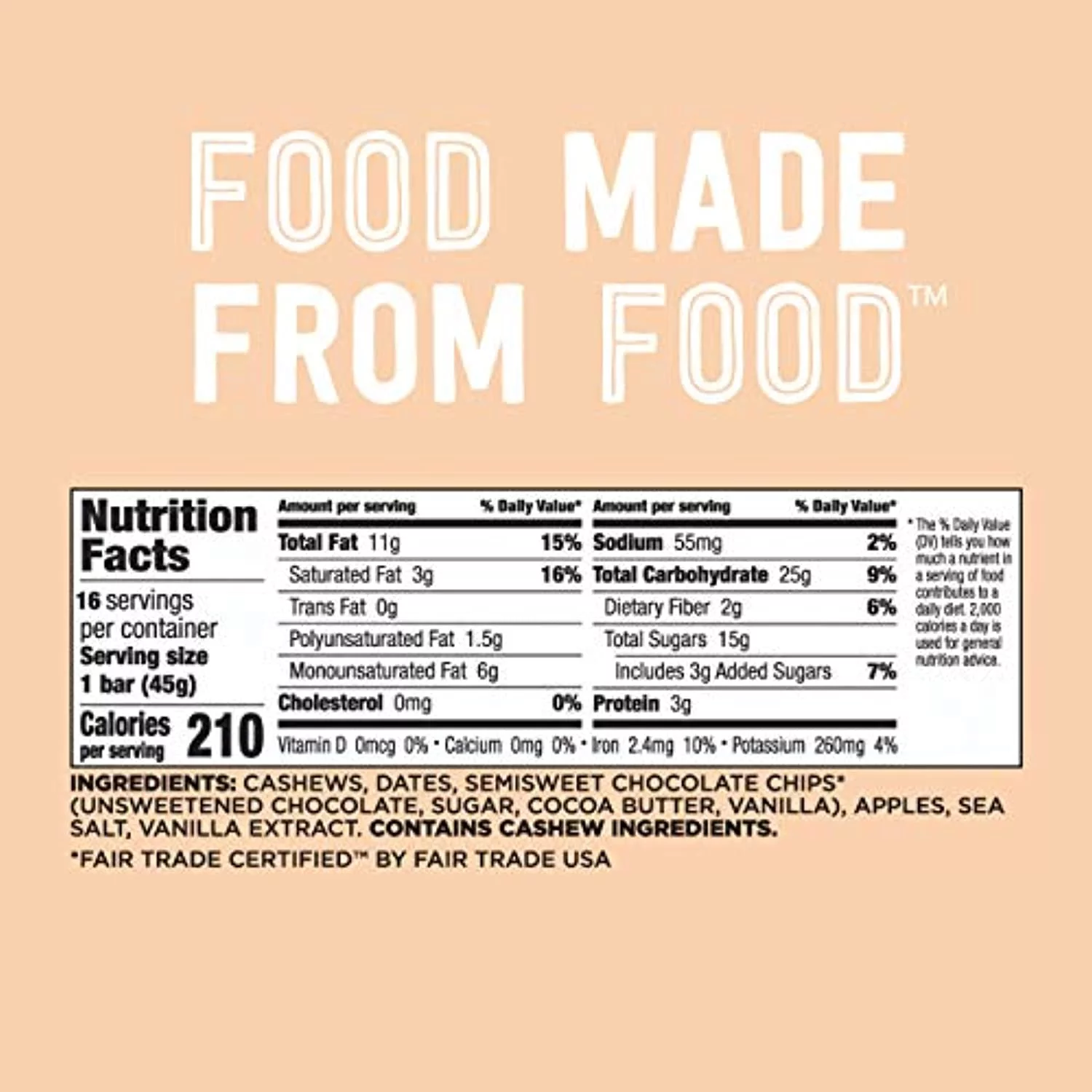 Larabar Gluten Free Bar, Chocolate Chip Cookie Dough, 1.6 Oz Bar, Whole Food Gluten Free Bars, Dairy Free Snacks, 16 Count