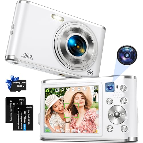 Digital Camera FHD 4K Vlogging Camera with Autofocus Dual Lens 48MP 16X Digital Zoom 2.8