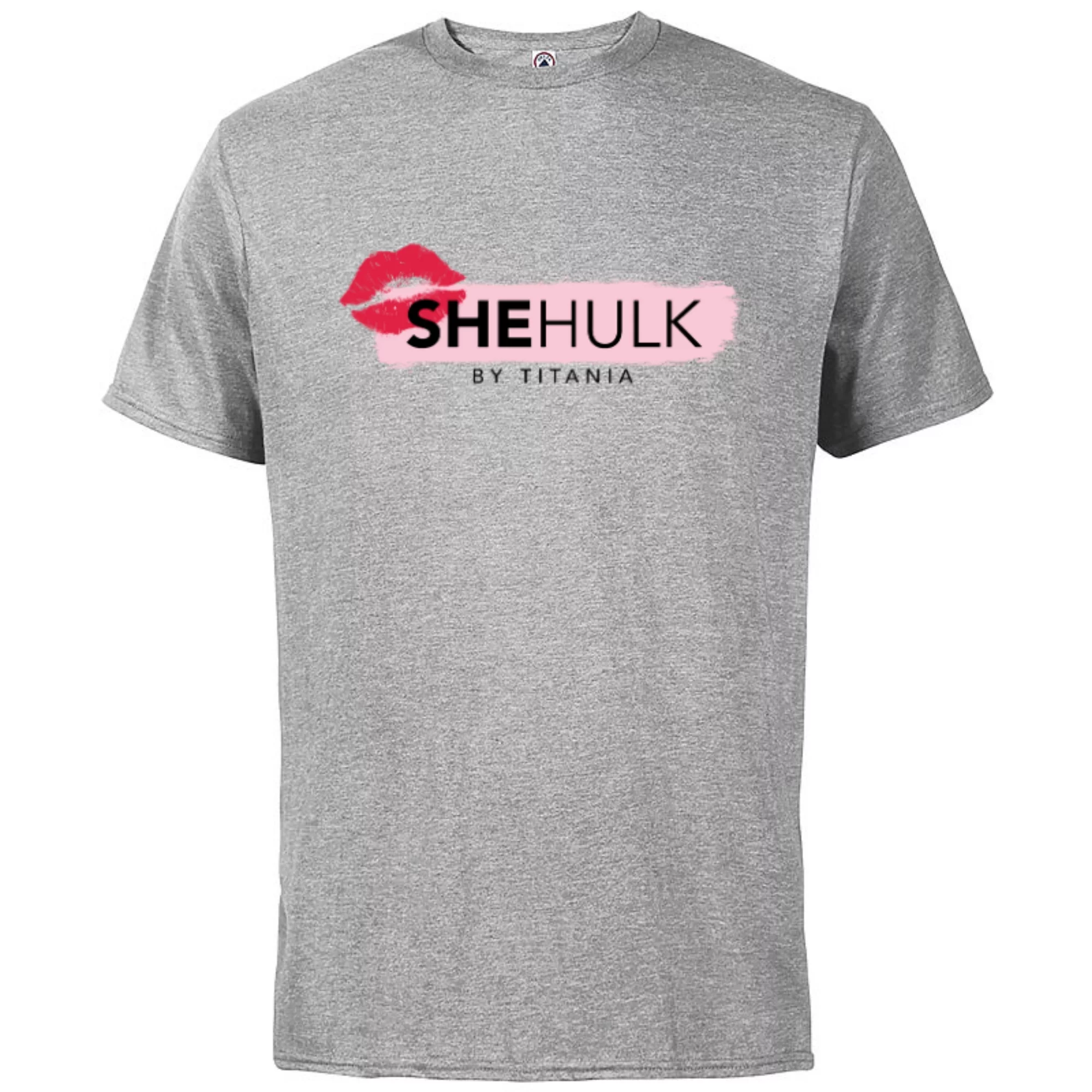 Marvel Studios She-Hulk by Titania Kiss Logo Light Disney+ - Short Sleeve Cotton T-Shirt for Adults - Customized-Athletic Heather