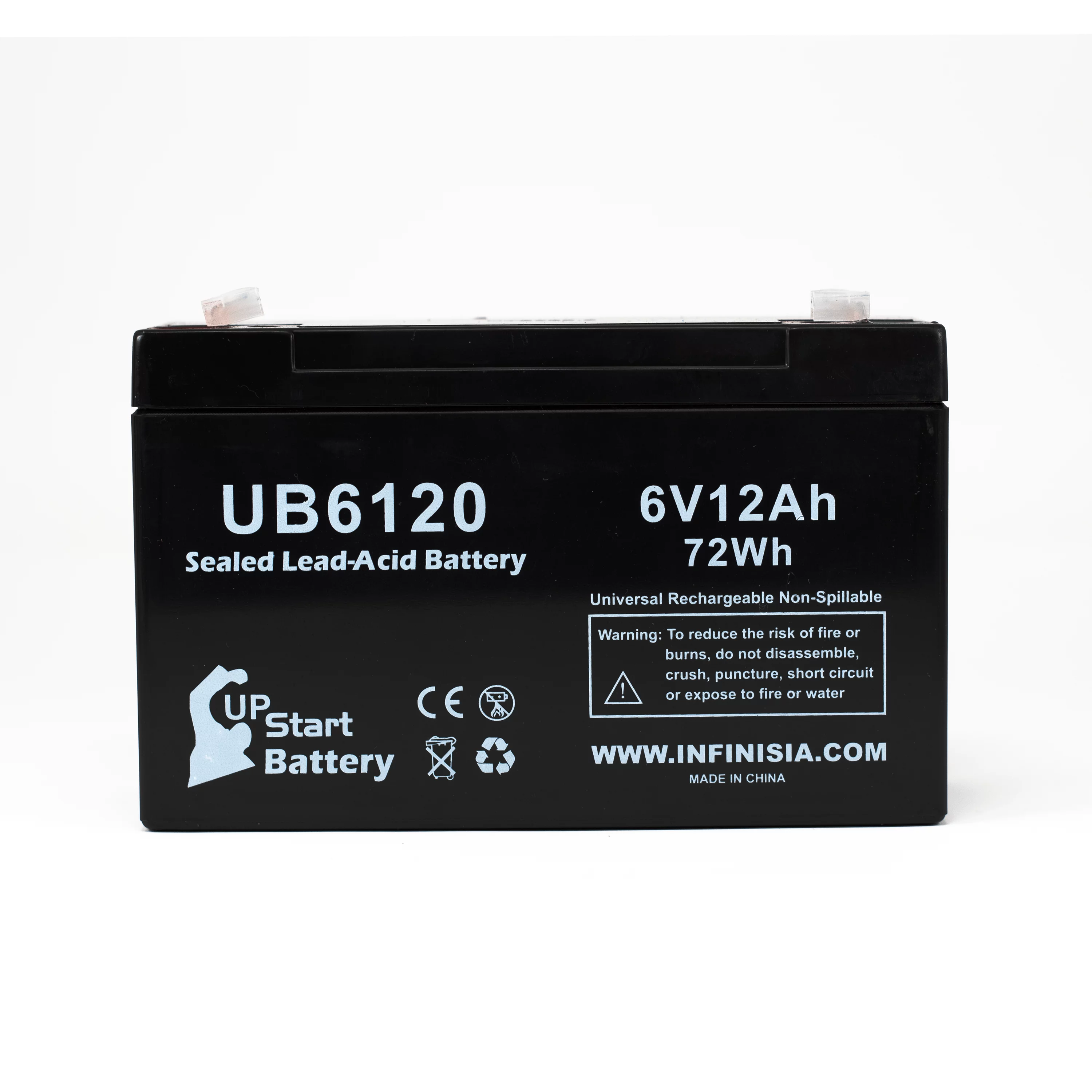 3x Pack - Compatible W. W. GRAINGER 5VC09 Battery - Replacement UB6120 Universal Sealed Lead Acid Battery (6V, 12Ah, 12000mAh, F1 Terminal, AGM, SLA) - Includes 6 F1 to F2 Terminal Adapters