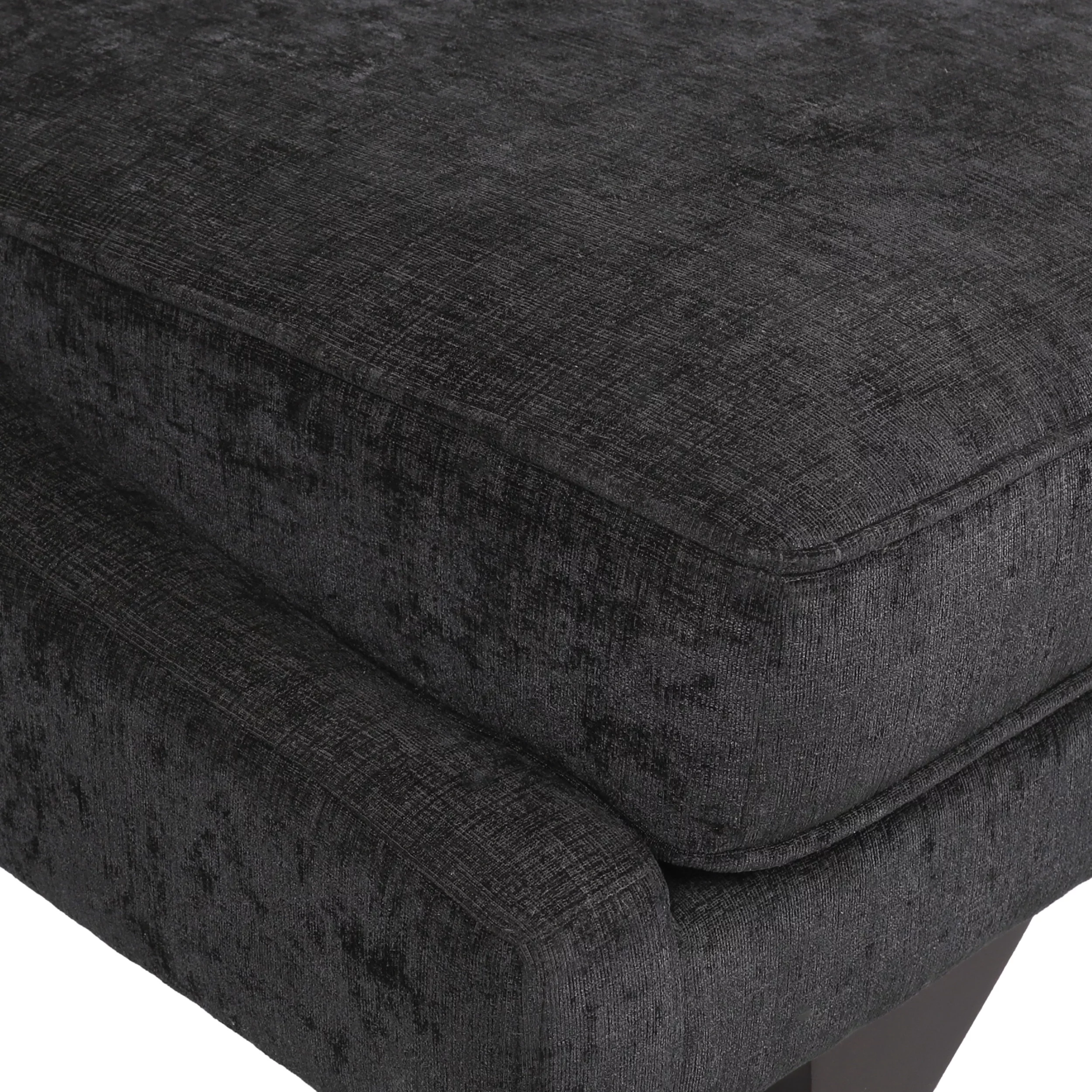 GDF Studio Alphonso Mid Century Modern Fabric Chaise Lounge, Black and Dark Brown