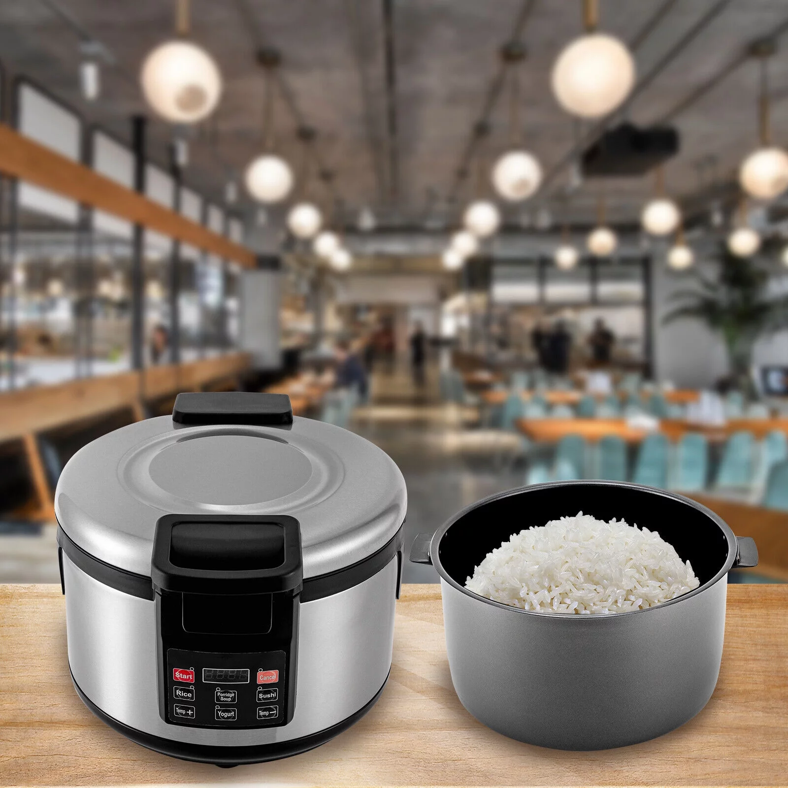 ZhdnBhnos 19L/20Qt Commercial Rice Cooker Stainless Steel Electric Rice Warmer with Non-Stick Inner Pot 360° Heating