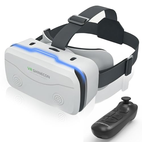 VR Headset for Smartphones 4.7-7 Inch with Bluetooth Controller,Aspheric HD Lens, Adjustable Focus & IPD,Ventilated Design