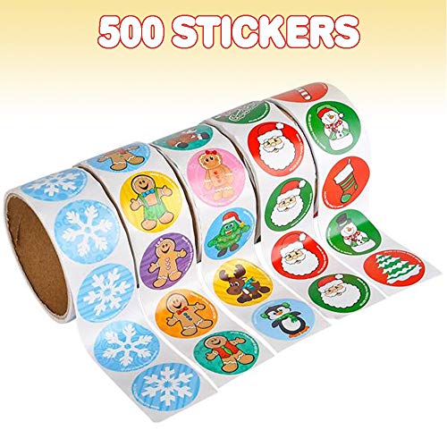 ArtCreativity Assorted Christmas Sticker Roll - 500 Christmas Stickers for Kids - Great Christmas Party Favors, Goodie Bag Fillers, Holiday Decorations for Boys and Girls Ages 3+…