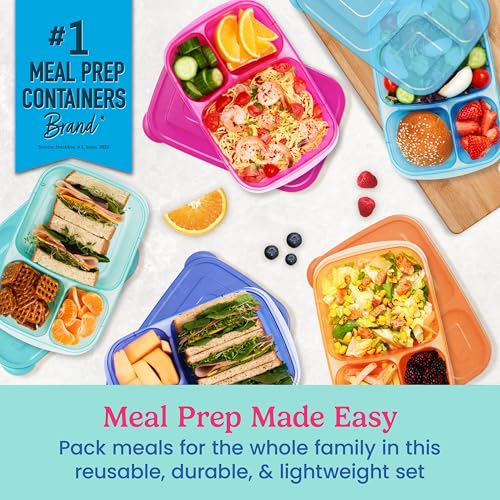 Bentgo Easyboxes - Original Stackable Lunch Boxes - Reusable 3-Compartment Food Containers for Kids and Adults - Bento Lunch Box for Meal Prep, School, & Work - BPA Free, Set of 10 (Classic)