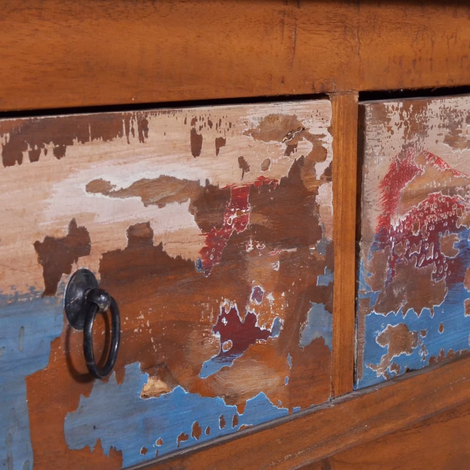 Dcenta Wooden TV Cabinet with 2 Storage Drawers Teak Wood Television Stand End Side Table for Living Room Home Furniture 43.3 x 13.8 x 15.7 Inches (L x W x H)