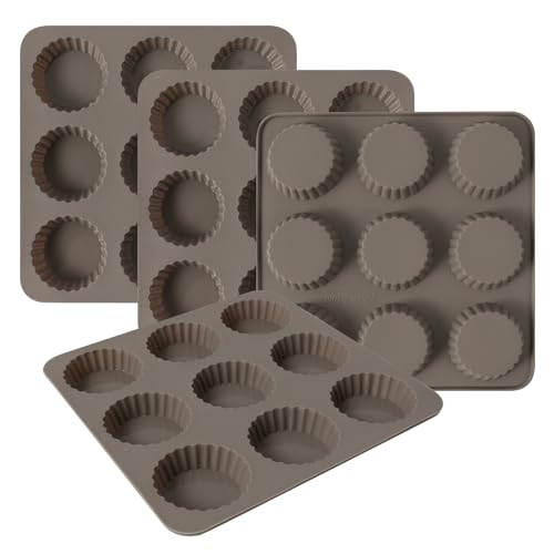 8 PCS Silicone Chocolate Peanut Butter Cup Mold,9 Cavity Non-stick Candy Butter Hot Cocoa Bomb Molds,Mini Silicone Egg Bite Cupcake Cake Puck Truffle Molds for Baking Homemade Food