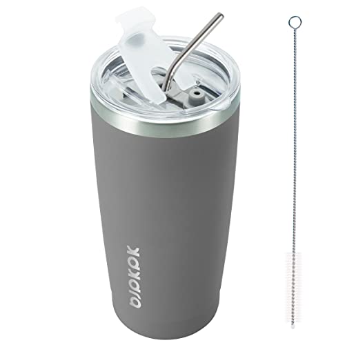 BJPKPK Insulated Tumbler 20 oz Stainless Steel Coffee Travel Thermal Cup With lids And Straws,Light Pink