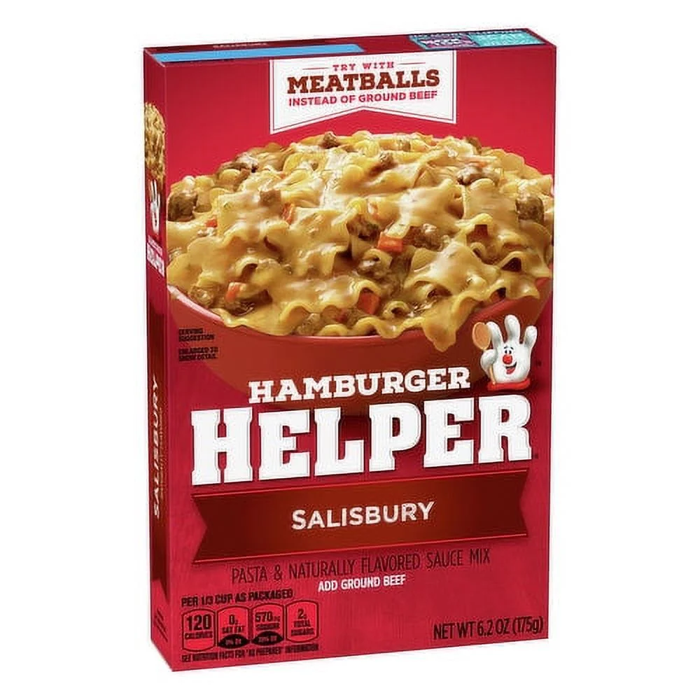Hamburger Helper Pasta & Sauce Mix, Salisbury, 6.2 oz Box, Quantity of 4