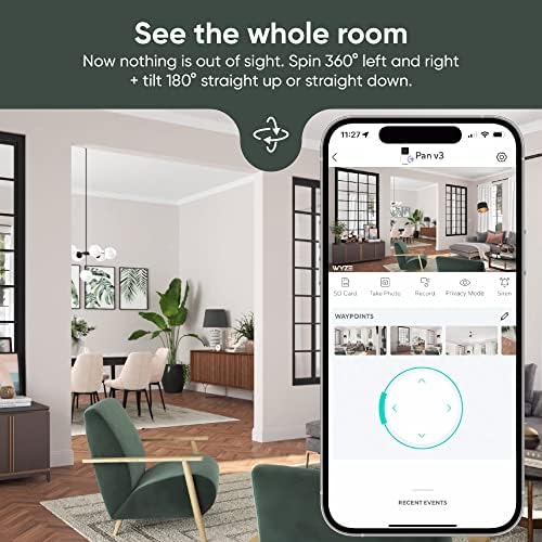 WYZE Cam Pan v3 Indoor/Outdoor IP65 1080P 360° Pan/Tilt/Zoom WiFi Smart Home Security Camera, Motion Tracking for Baby/Pet, Color Night Vision, Works with Alexa&Google Assistant, Free Expert Setup