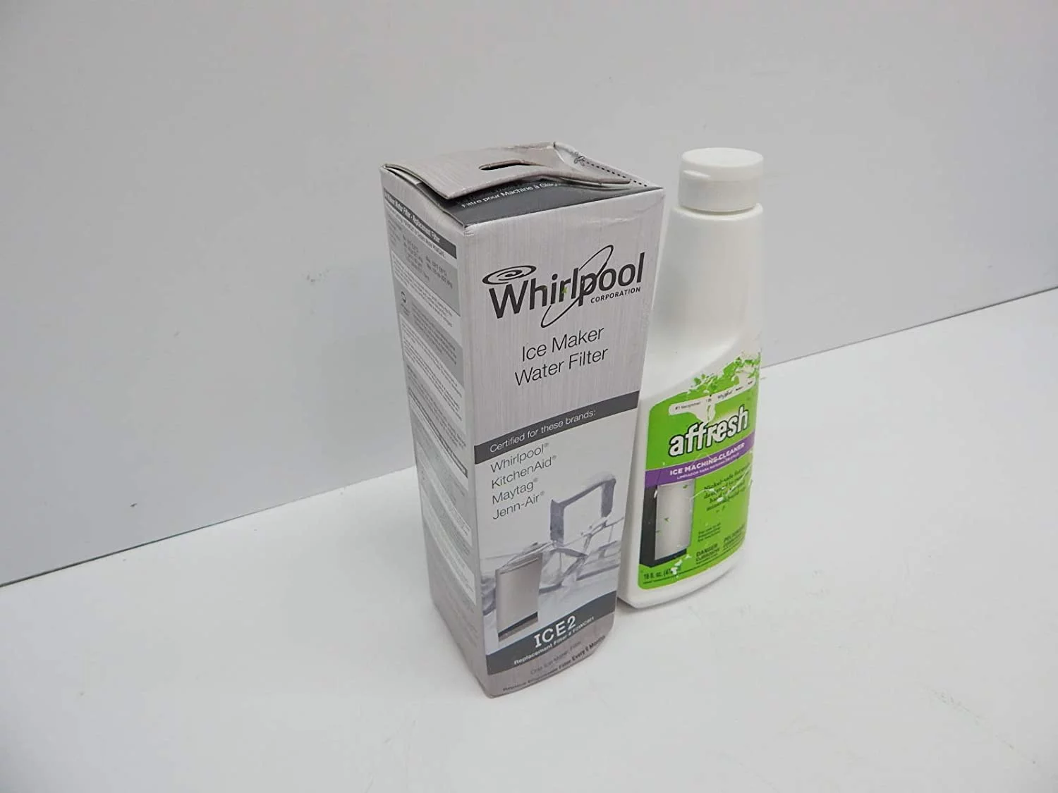 OEM Whirlpool Icemaker Water Filter F2WC9I1 ICE2 + Whirlpool Ice Cleaner 4396808 ;P#O455K5/U 7RK-B224477