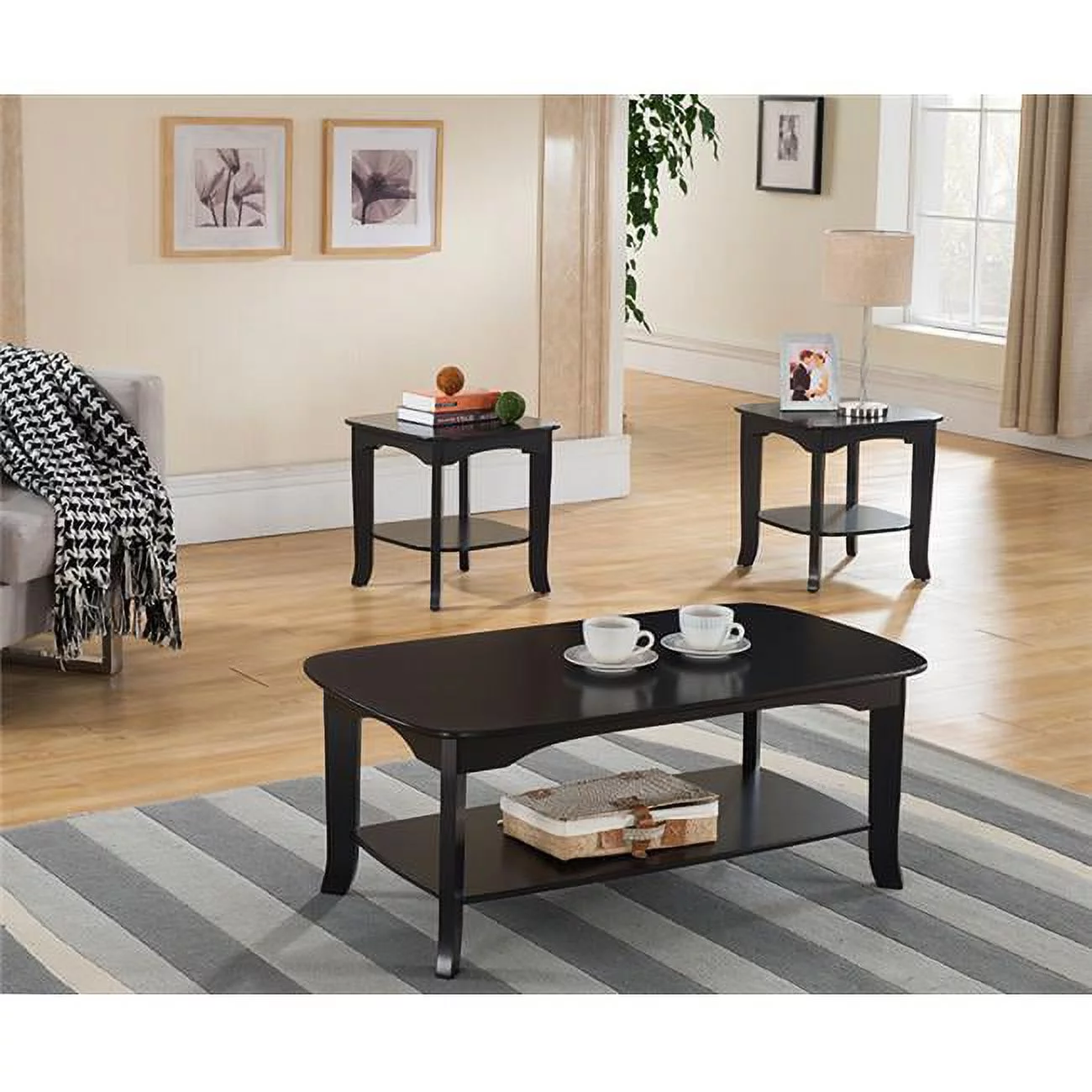 16 x 40 x 22 in. Wood Occasional Table Set, Espresso - 3 piece