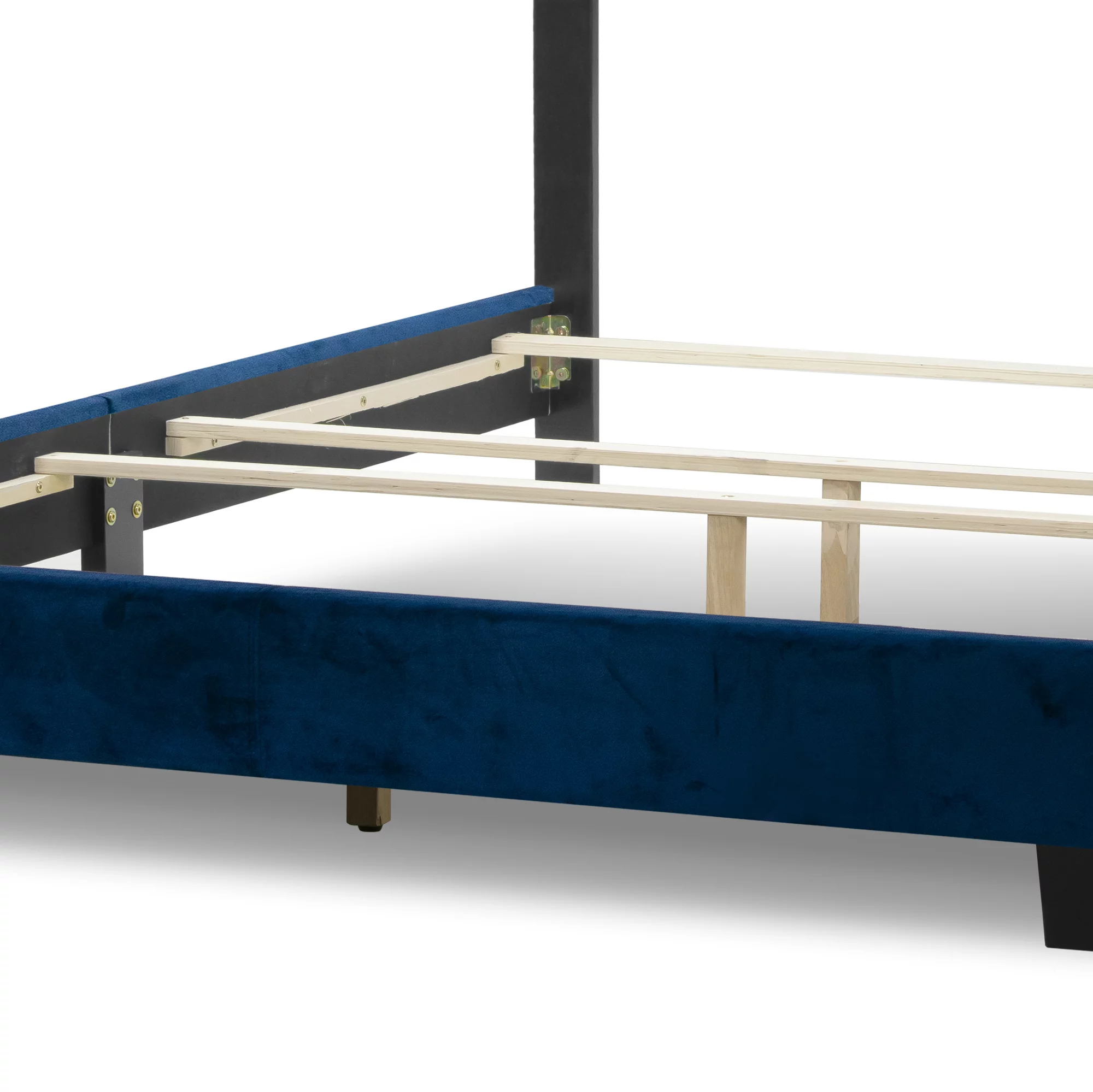 Glamour Home Aria Fabric Queen Bed with Piping and Button Tufting in Blue