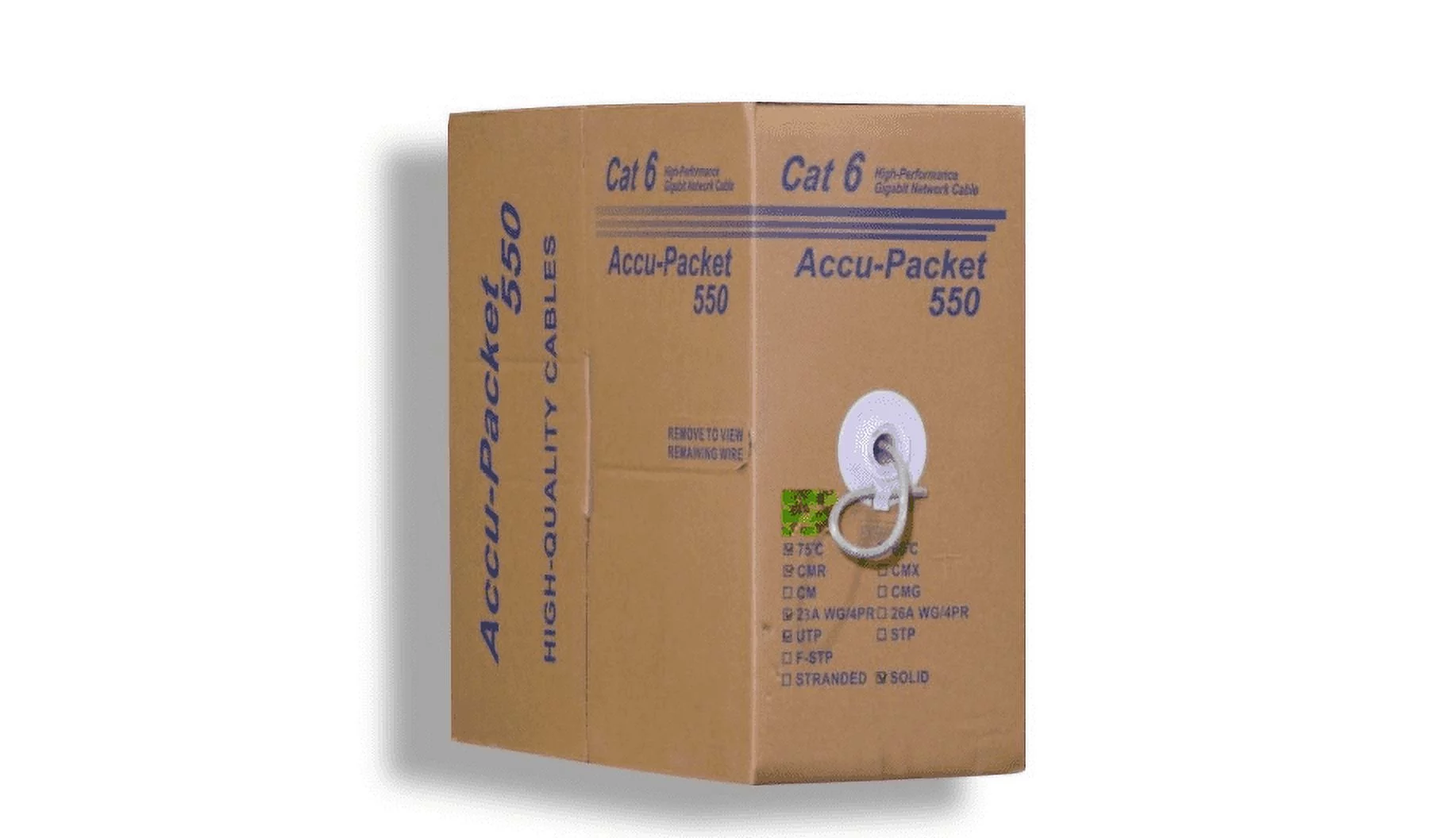 AYA WHITE CAT6 CMR UTP Riser Solid Ethernet Bulk Roll Cable (1000Ft) 550MHz EIA/TIA, UL, ETL