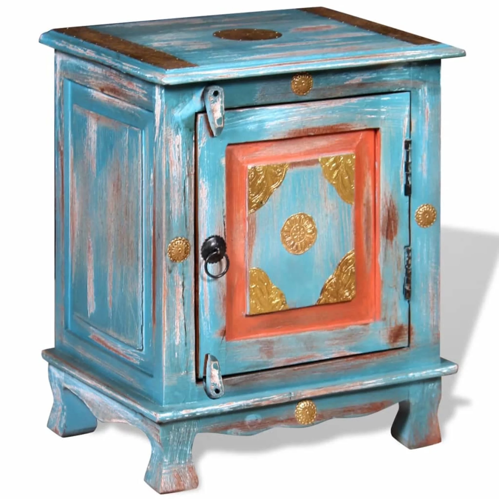 moobody Nightstand Solid Mango Wood Blue