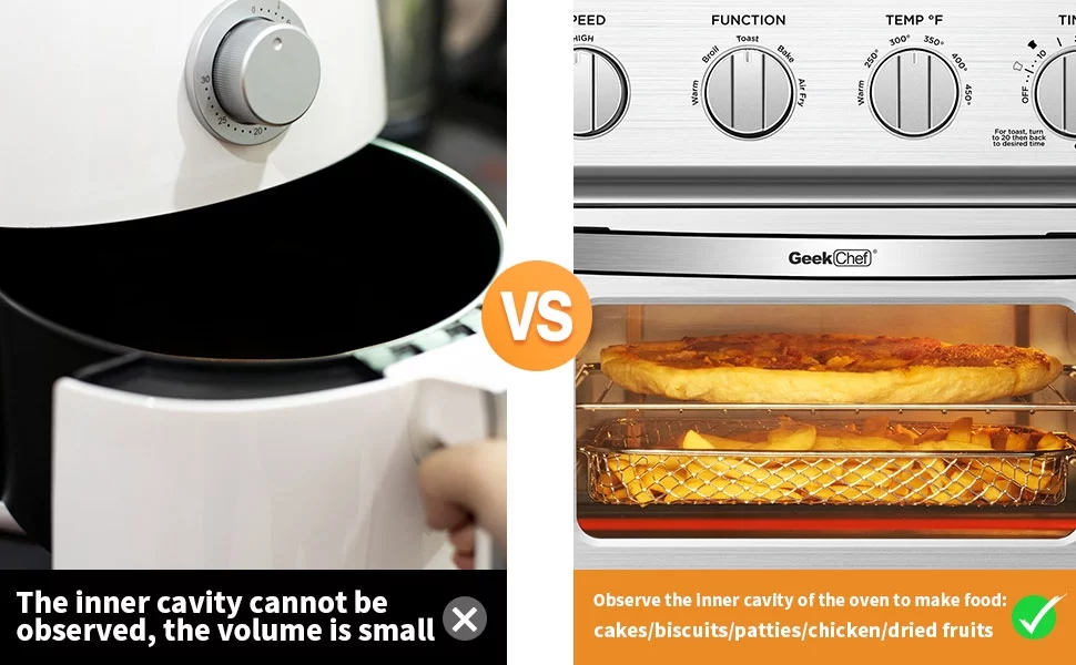 Geek Chef 10.6QT Air Fryer Oven 4 Slice Toaster Oven Convection Air Fryer Combo Broil Toast Bake Air Fry Oil-Free