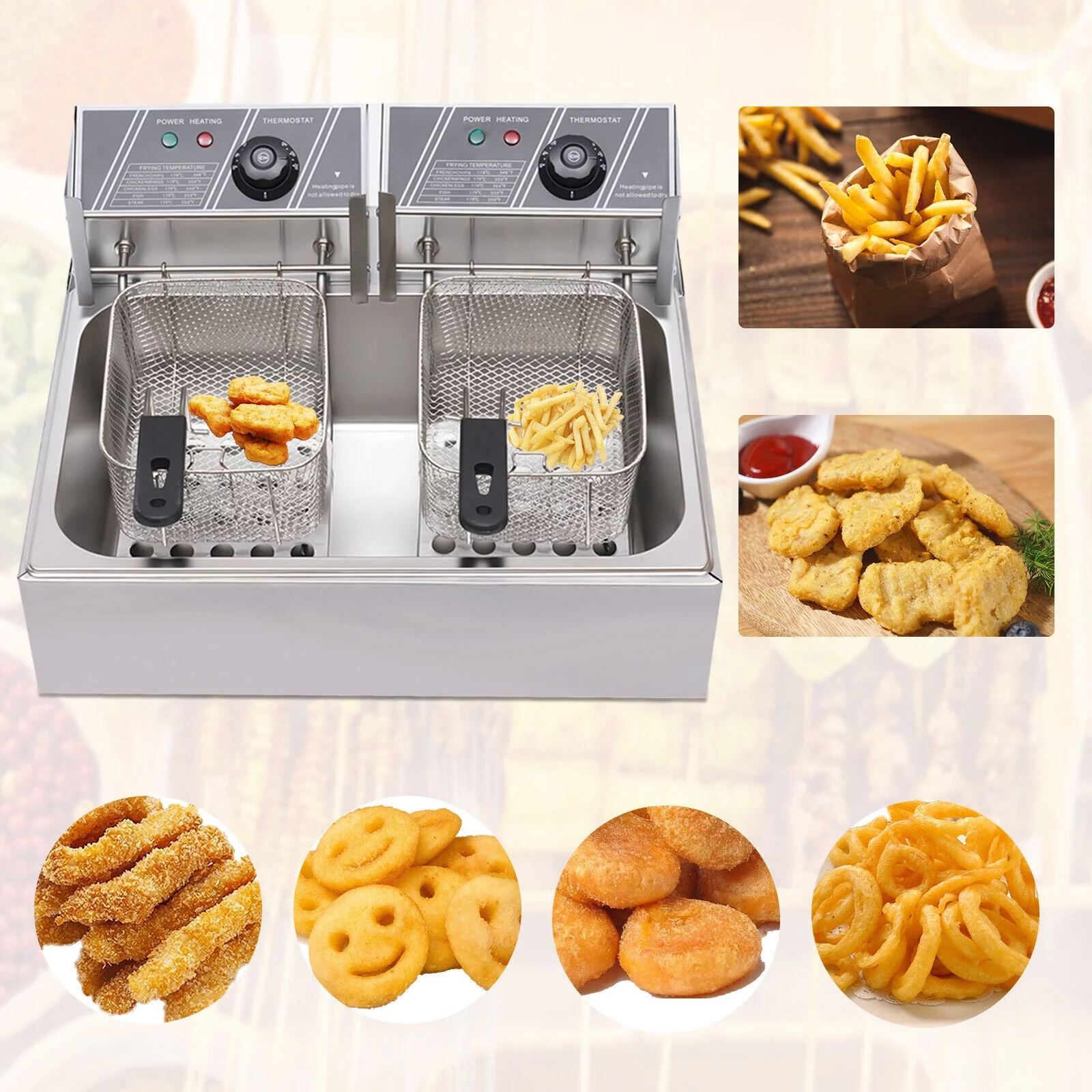 TFCFL 12L 5000W Single Tank Electric Deep Fryer Commercial Restaurant w/ Temperature Control