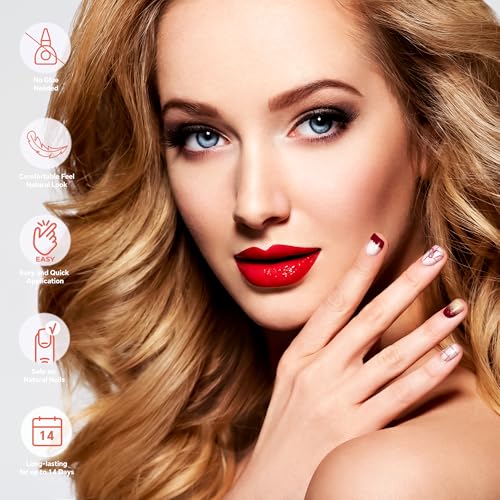 Semi Cured Gel Nail Strips-Easy Apply Christmas Gel Nail Stickers Holiday Semi Cured Manicure Strips with Sparkling Xmas Designs (Classic Yule)