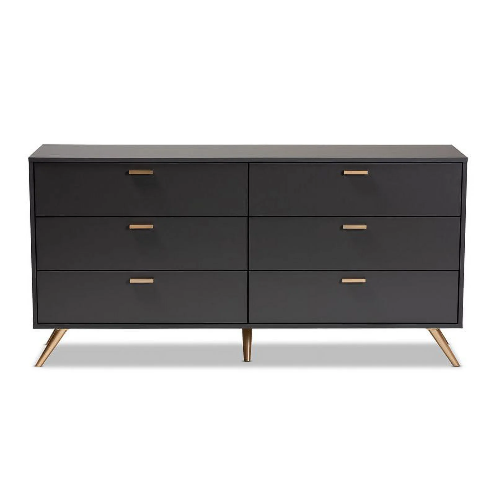 Bowery Hill Dark Grey and Gold Finished Wood 6-Drawer Dresser