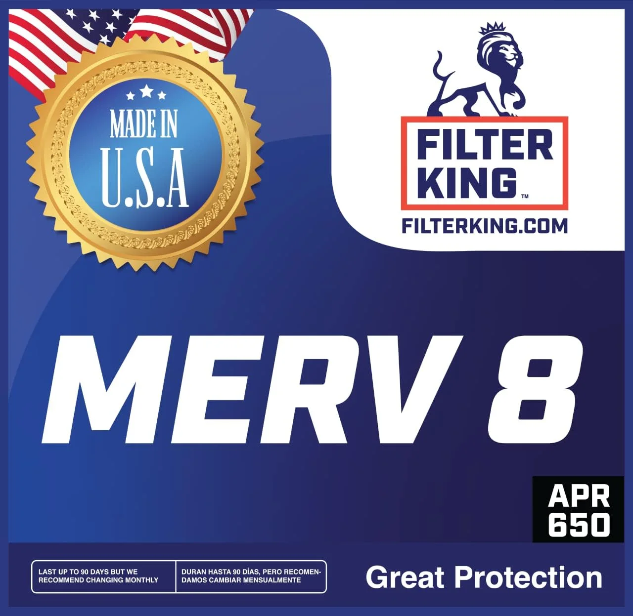 Filter King 20x66.5x1a Air Filter | 4-PACK | MERV 8 HVAC Pleated A/C Furnace Filters | MADE IN USA | Actual Size: 20 x 66.5 x .75