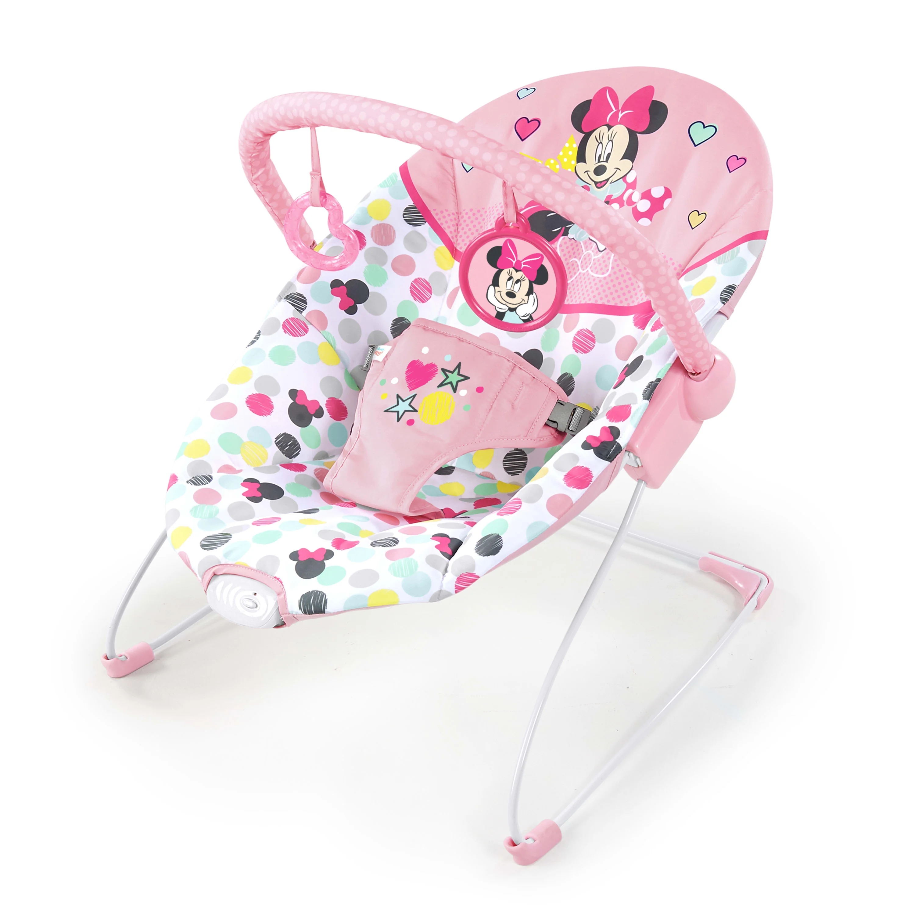 Disney Baby Slip Resistant Vibrating Infant Baby Bouncer, Minnie Mouse Spotty Dotty by Bright Starts