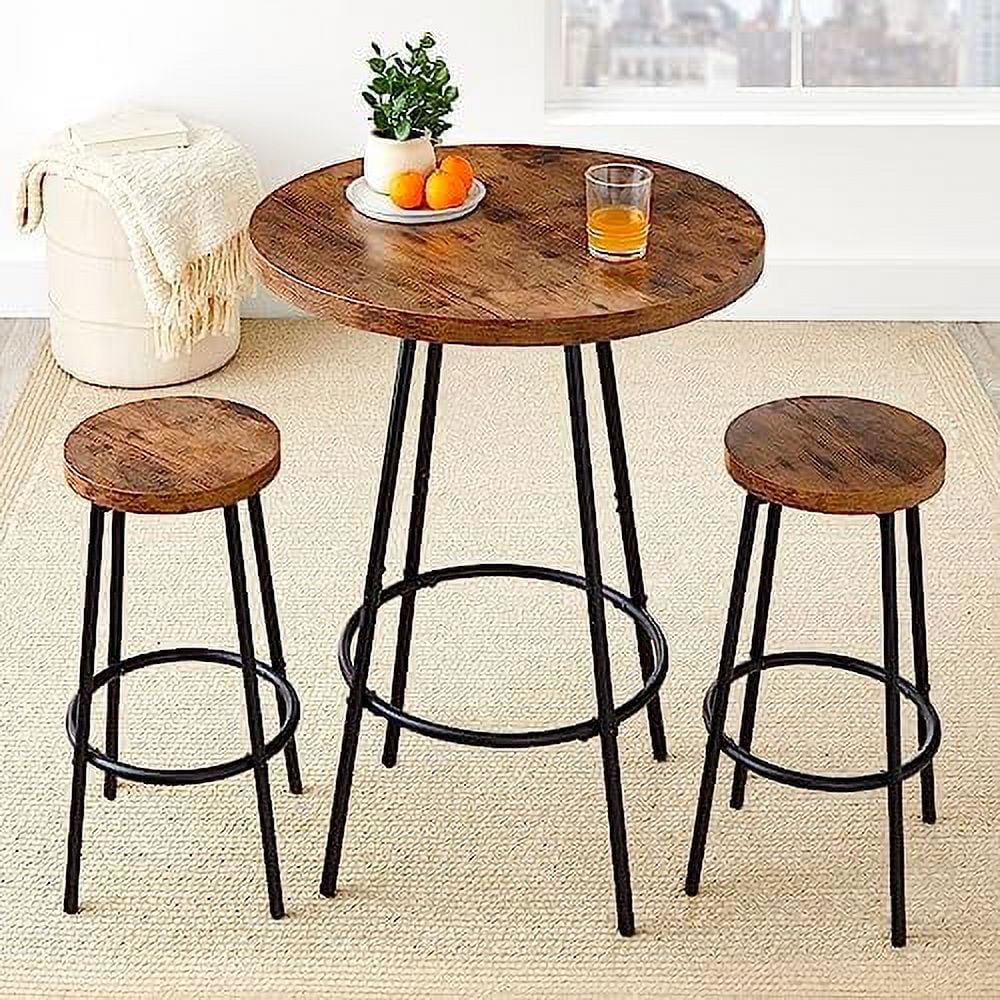 HJZUINIUNIU Bistro Dining Set 3 Piece  Modern Round Counter Height Pub Table  Compact High Top with  Stools Pub Dining Set for Kitchen  Breakfast Room - Black