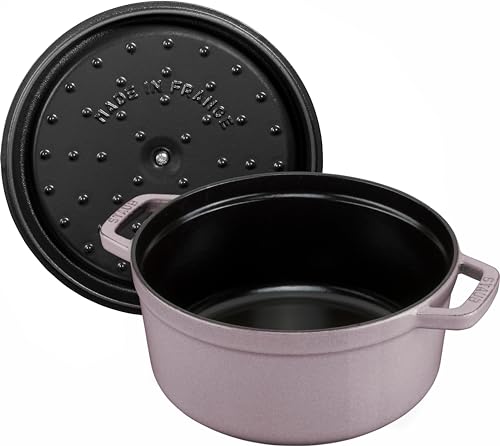 STAUB Cast Iron Dutch Oven 5.5-qt Round Cocotte, Made in France, Serves 5-6, Black Matte