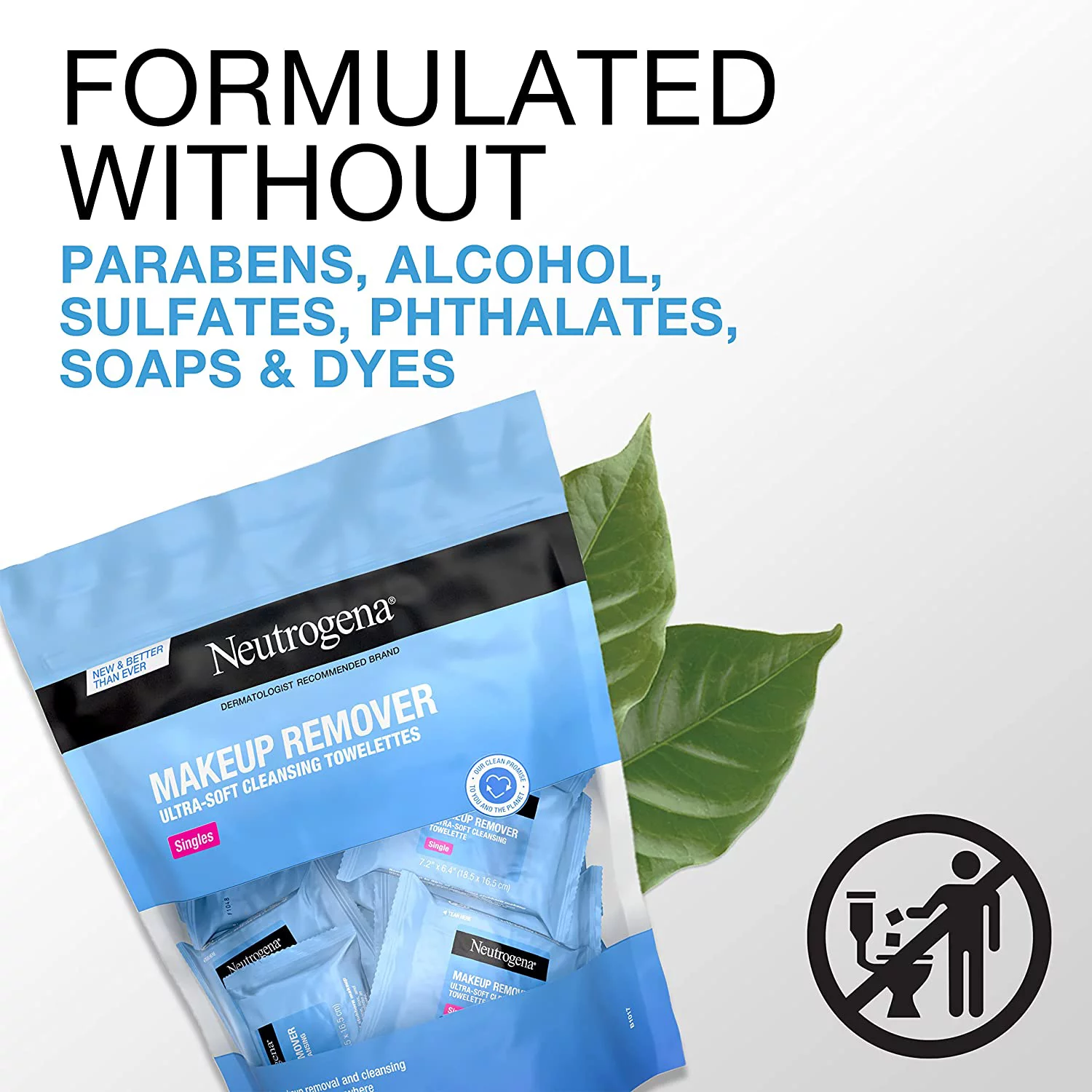 Neutrogena Fragrance-Free Makeup Remover Cleansing Towelette Singles, Individually-Wrapped Daily Face Wipes 20 ct (Pack of 3)
