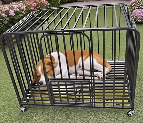 Dog Crate Cage XL Kennel Indoor Heavy Duty Pet Escape Proof Crate for Medium and Large Dogs Removable Crate(Black)