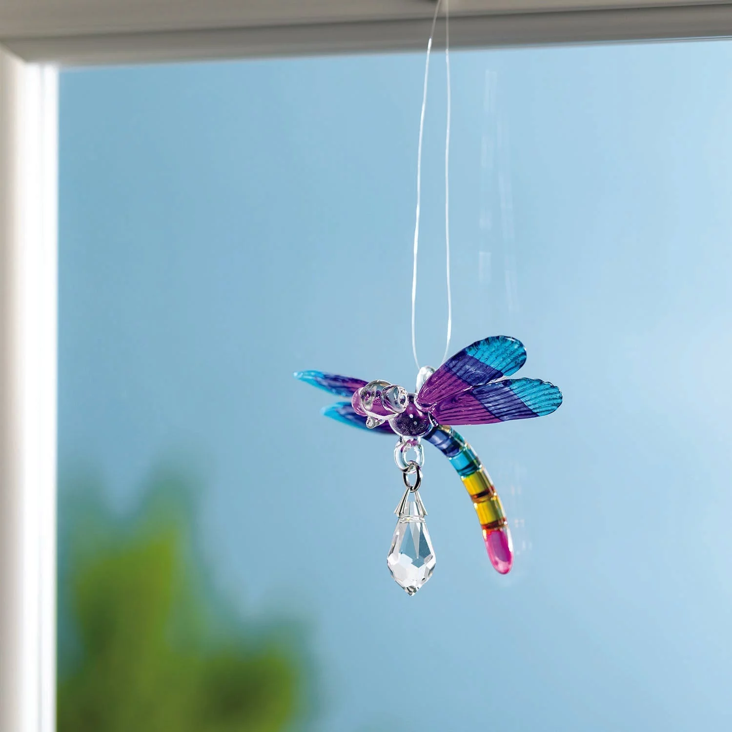 Woodstock Crystal Suncatchers, Fantasy Glass Dragonfly Tropical, Crystal Wind Chimes For Inside, Office, Kitchen, Living Room Décor, 1.5