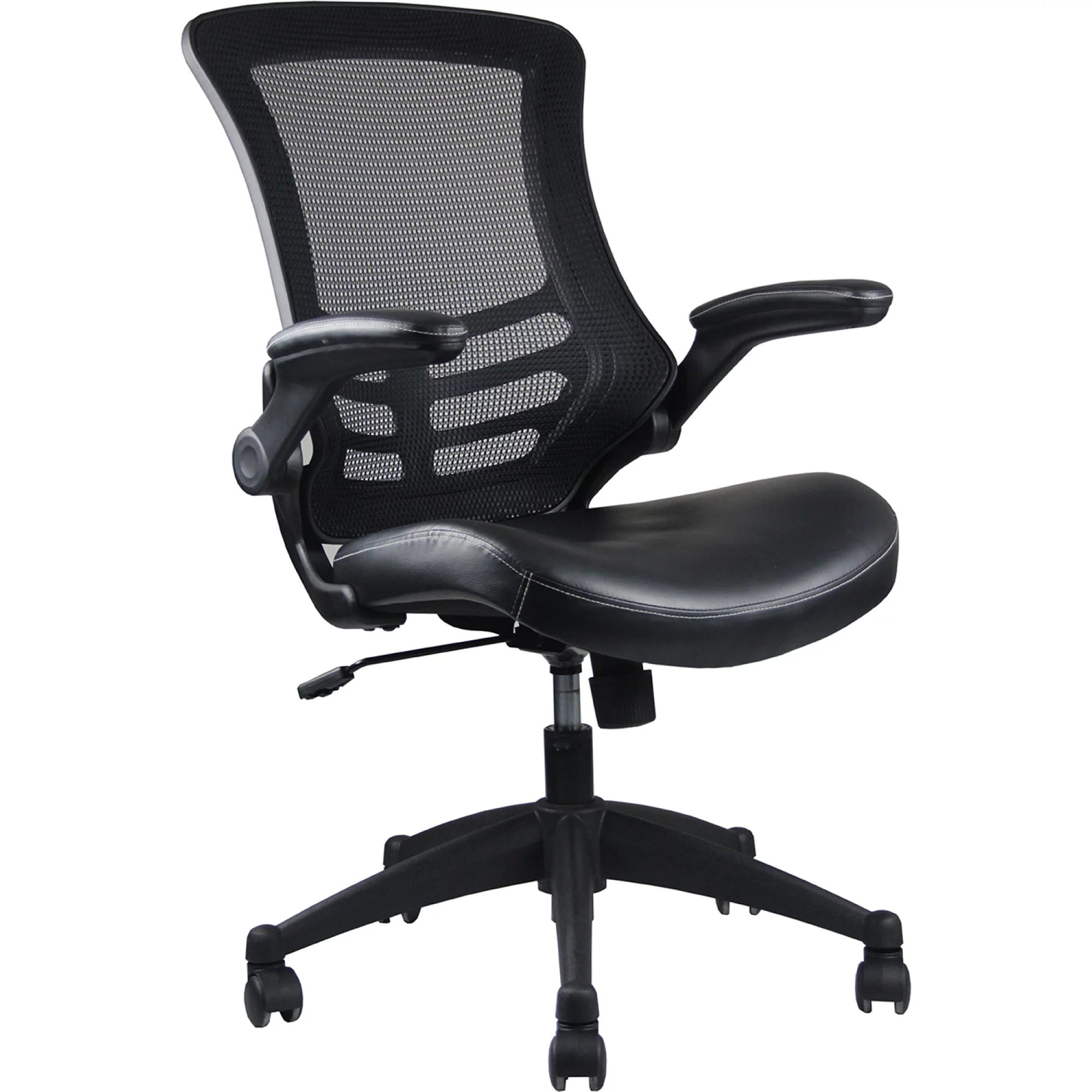 Stylish Mid-Back Mesh Office Chair With Adjustable Arms, Black