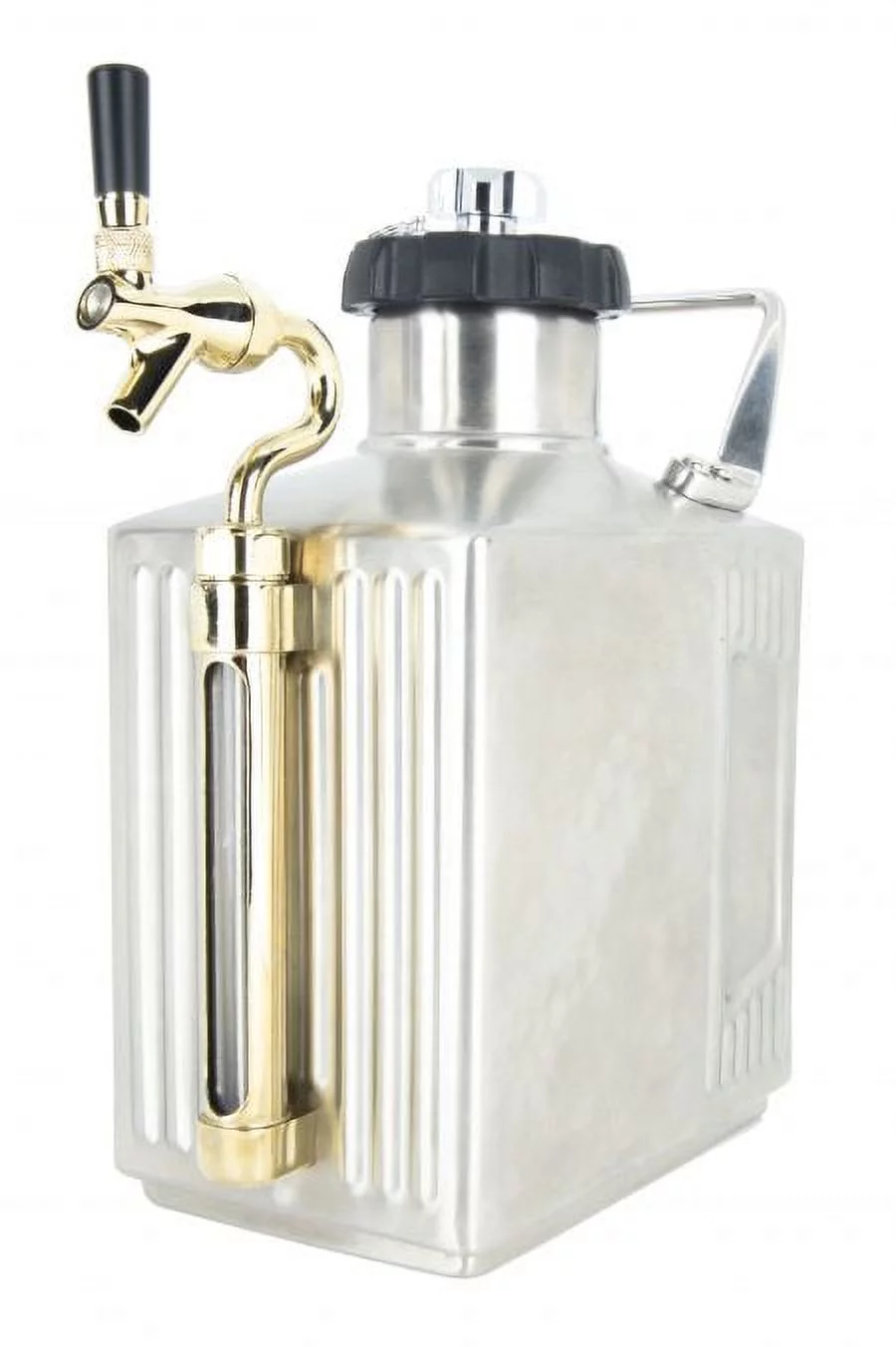 128 oz Brushed Polish Pressurized Growler with Cap and Tap