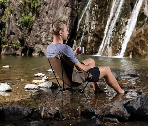 MARCHWAY Lightweight Folding Camping Chair, Portable Foldable Compact for Outdoor Camp, Travel, Beach, Picnic, Festival, Hiking, Backpacking, Supports 330Lbs (Orange)