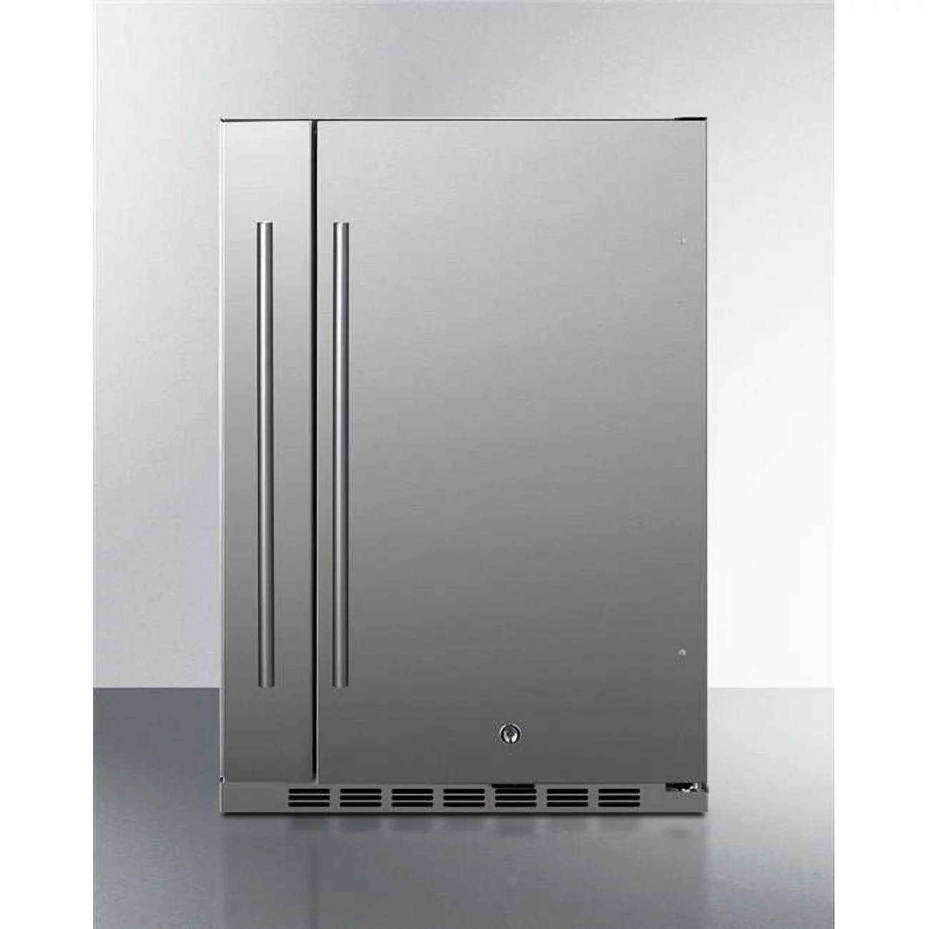 Summit Appliance  24 in. Shallow Depth Wide Outdoor Built-In All-Refrigerator with Slide-Out Storage Compartment