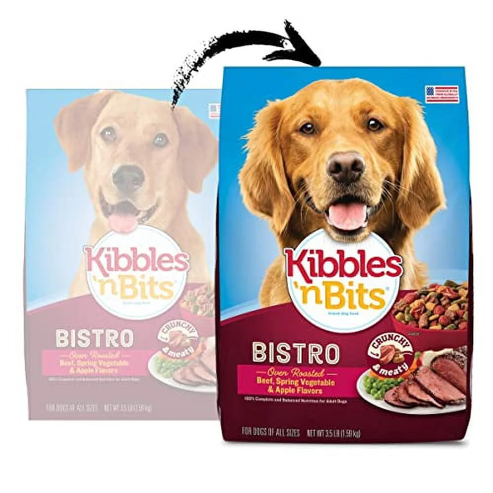 Kibbles 'N Bits Bistro Oven Roasted Beef Flavor Dry Dog Food, 3.5 Pound Bag (Pack Of 4)