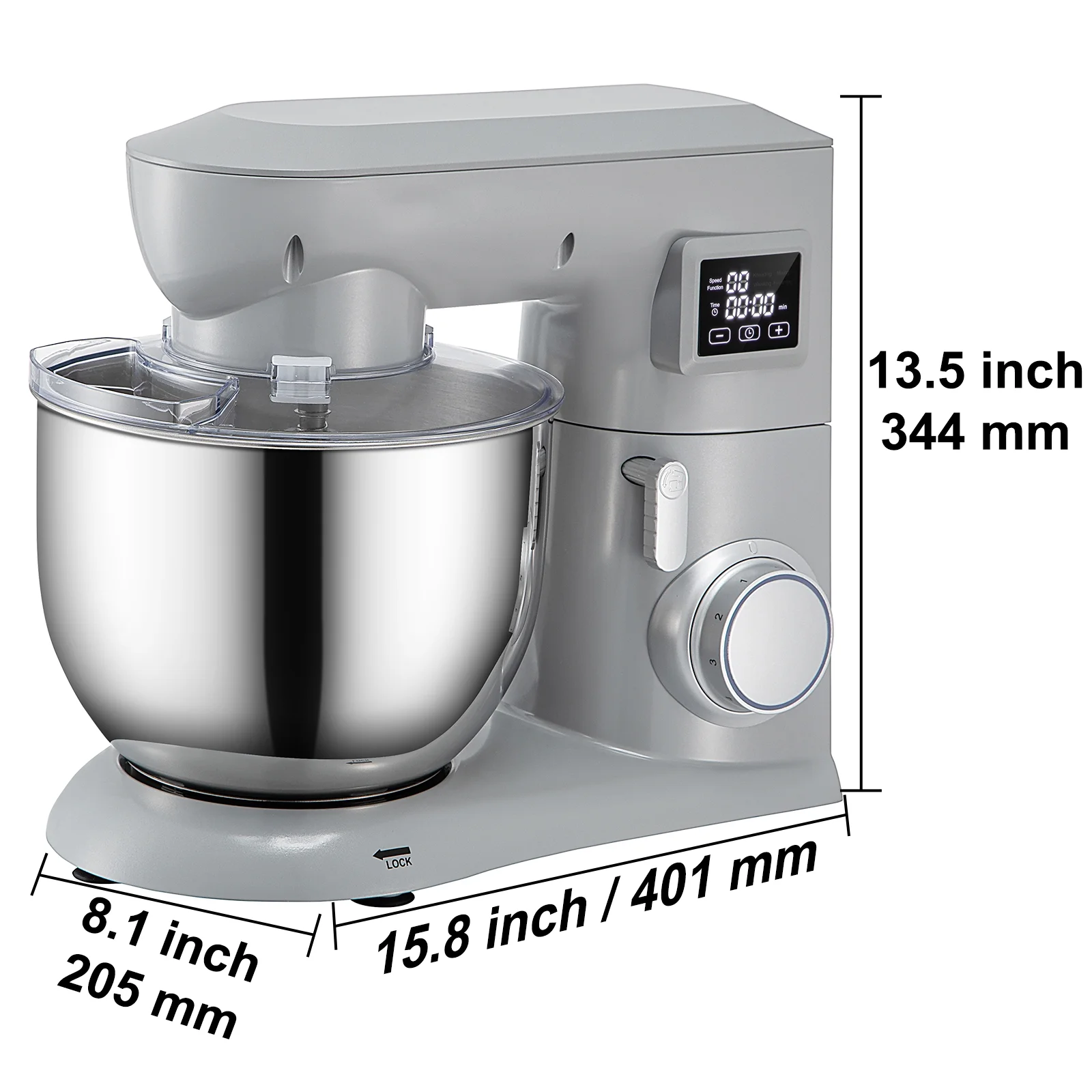 SKYSHALO 6-Speed Tilt-Head Dough Mixer 7.4 Qt Bowl 3 Attachments 450W Stand Mixer
