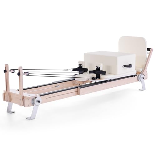 ARKANTOS Pilates Reformer Machine, Adjustable Maple Wooden Frame, Includes Reformer Box & Padded Jump Board for Studio-Grade Home Workouts