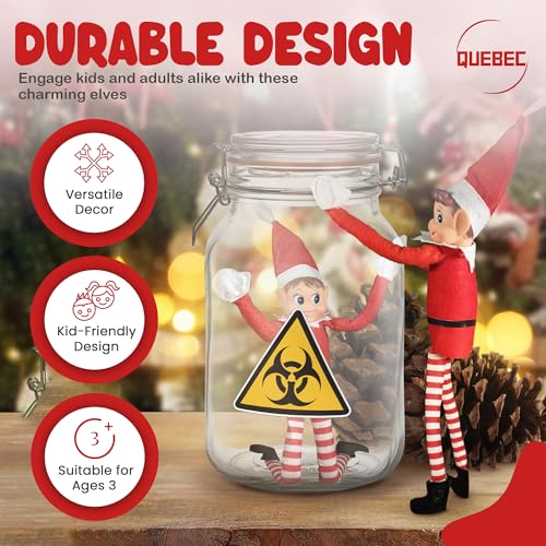 Quebec Naughty Elf Set - Boy & Girl Christmas Elf Figures, Santa's Little Helper Inspired, Soft Body, Vinyl Faces, 12 Inch, Couple