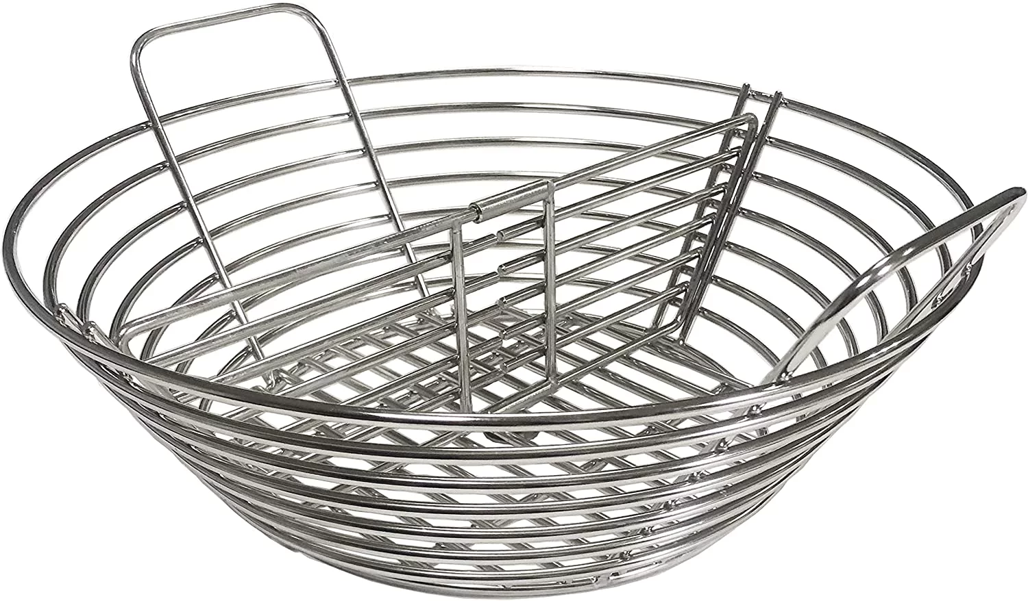 GRILLJOB Lump Charcoal Fire Basket with Divider Stainless Steel Grill Ash Baskets Fits 18