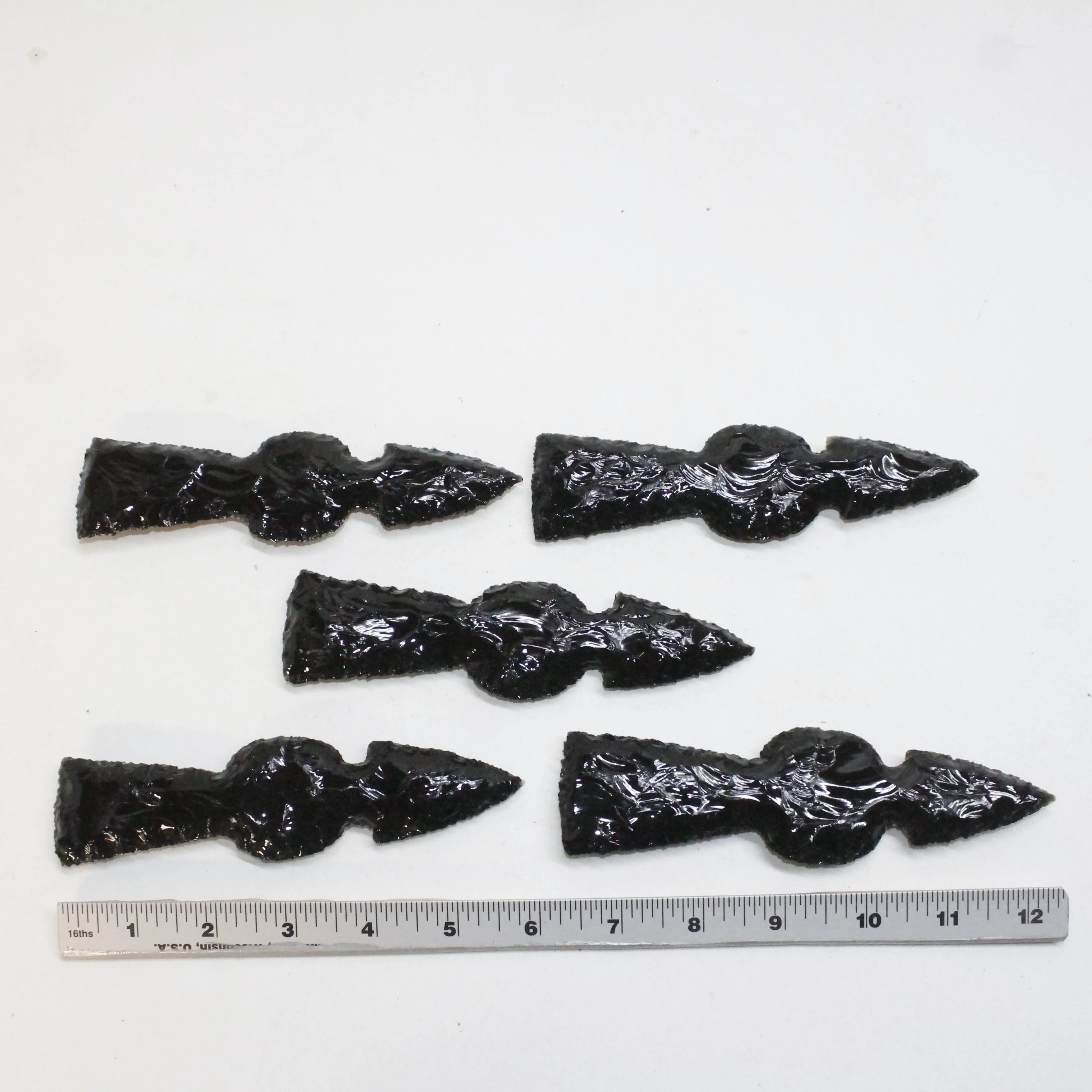 5 Obsidian Ornamental Tomahawk Heads #6510  Ax Axe Hatchet